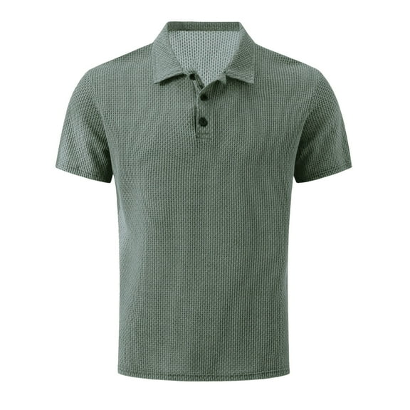 Men's Polo Shirt Short Sleeve Stretch Sports Fitness Casual Jacquard Lapel Golf Polo Shirt