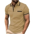 thumbnail image 1 of Men's Polo Shirt Short Sleeve V Neck Casual Classic Lightweight Tees Golf Cotton Stylish T-Shirt with Pocket, 1 of 3