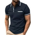 thumbnail image 1 of Men's Polo Shirt Short Sleeve V Neck Casual Classic Lightweight Tees Golf Cotton Stylish T-Shirt with Pocket, 1 of 3