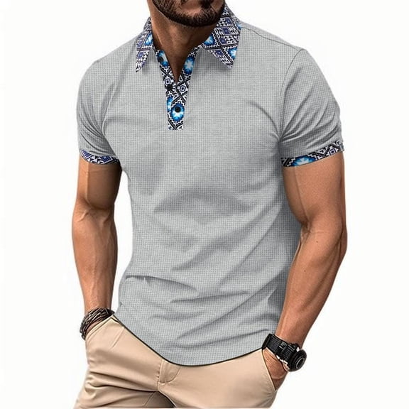 Men's Polo Shirt Short Sleeve Waffle Lapel Golf Shirt Quick Dry Tennis Shirt Outdoor Sports Casual Shirt