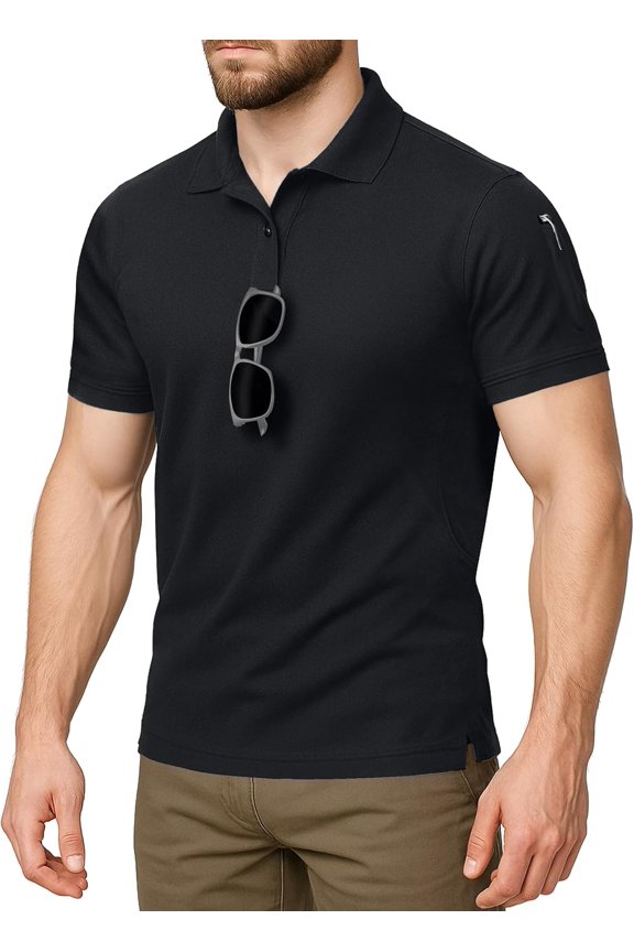 Men's Polo Shirt Short Sleeves UPF 50+ Quick Dry Performance Tactical Pique Jersey Golf