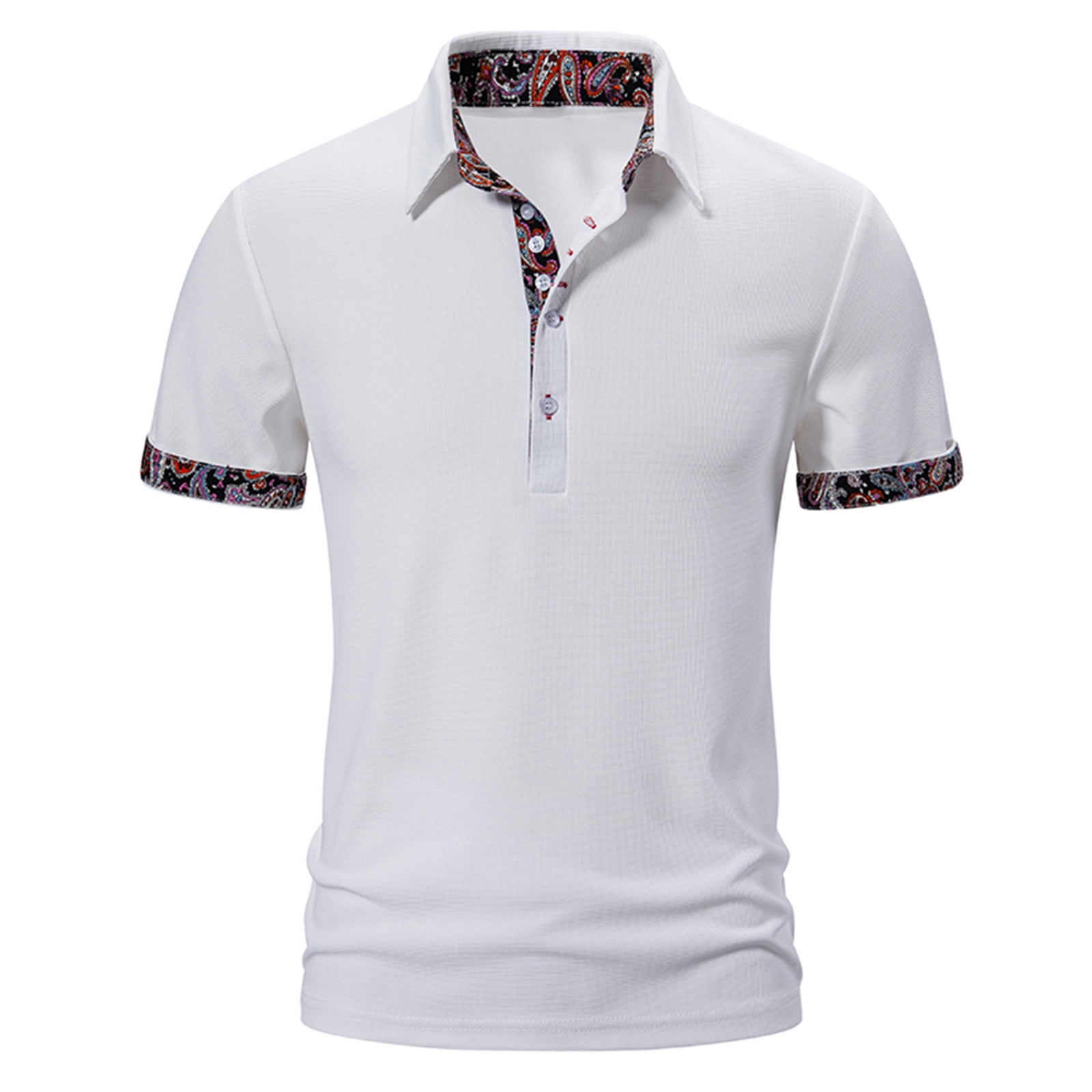 Men's Polo Shirts 2024 Classic Short Sleeve Casual Button Lapel T Shirt ...