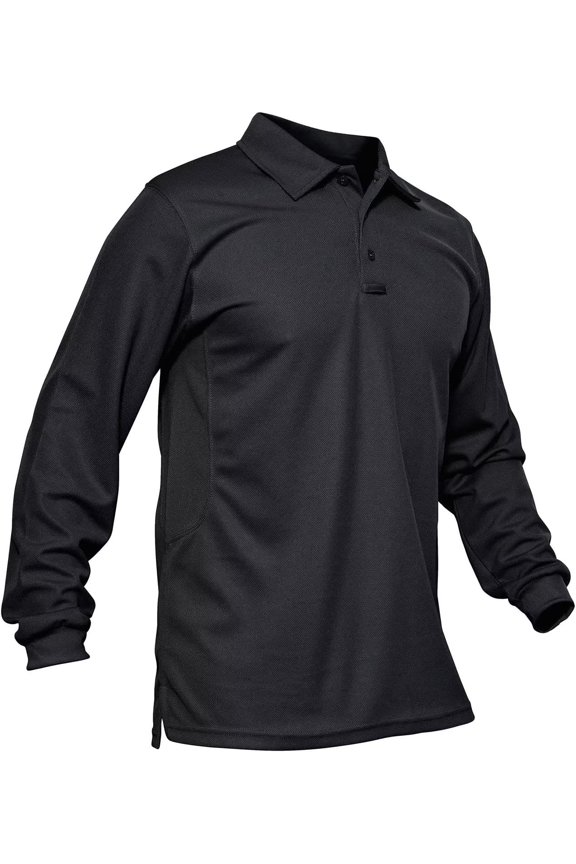 Men's Polo Shirts 3 Button Quick Dry Performance Long Sleeve Tactical Pique Jersey Golf Shirt