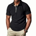 thumbnail image 1 of Men's Polo Shirts 4XL Big And Tall Under $10 Solid Color Half Zipper Pullover Turn Down Collar Vertical Short Sleeve Shirt Undershirt, 1 of 9