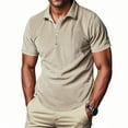 thumbnail image 1 of Men's Polo Shirts 4XL Big And Tall Under $10 Solid Color Half Zipper Pullover Turn Down Collar Vertical Short Sleeve Shirt Undershirt, 1 of 9