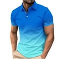 thumbnail image 1 of Men's Polo Shirts 4x Quick Dry Gradient Athletic Golf Polos Classic Fit Summer Beach Golf Vacation Shirt,Blue,L, 1 of 5
