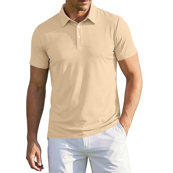Men's Polo Shirts Buttons Casual Work T Shirts Quick Dry Short Sleeve Golf Shirt Outdoor Performance, S