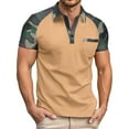thumbnail image 1 of Men's Polo Shirts Camo Short Sleeve Button Collared Tops with Pocket Casual Color Block Relaxation Dress Shirts for Men, 1 of 9