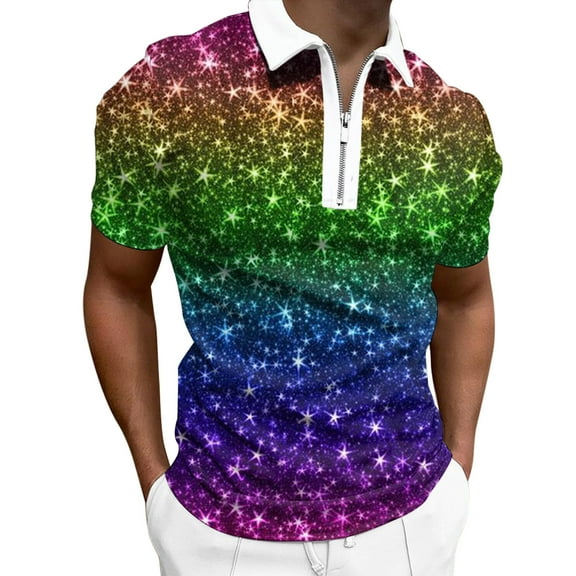 Men's Polo Shirts Carnival 3D Fashion Printed Lapel Shirt Green Fit Daily Outfits L