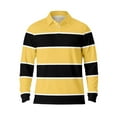 thumbnail image 1 of Mens Polo Shirts Long Sleeve Striped Casual Button Down Lapel Tops Pullover Fall Breathable Comfortable T Shirts for Men Black M, 1 of 3