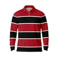 thumbnail image 1 of Men's Polo Shirts Casual Button Down Long Sleeve Striped Breathable Lapel Tops Comfortable Fall T Shirts for Men Red M, 1 of 3