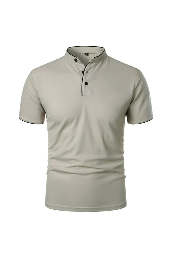 Men's Polo Shirts Casual Henley Short Sleeve Tee Business Work T-Shirt, 3XL