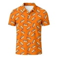 thumbnail image 1 of Men's Polo Shirts Casual Short Sleeve Hot Dog Printed Button Down Collared Tops Comfortable Breathable Slim Mens Shirts Orange S, 1 of 4