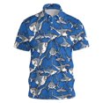 thumbnail image 1 of Men's Polo Shirts Classic Fit Short Sleeve Shark Print Shirts Lightweight Button Turndown Collar Casual Shirts for Men, 1 of 2
