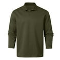 thumbnail image 1 of Men's Polo Shirts Fall Winter Long Sleeve Tops Solid Color Button Down Collared Casual Soft Mens Dress Shirts, 1 of 5