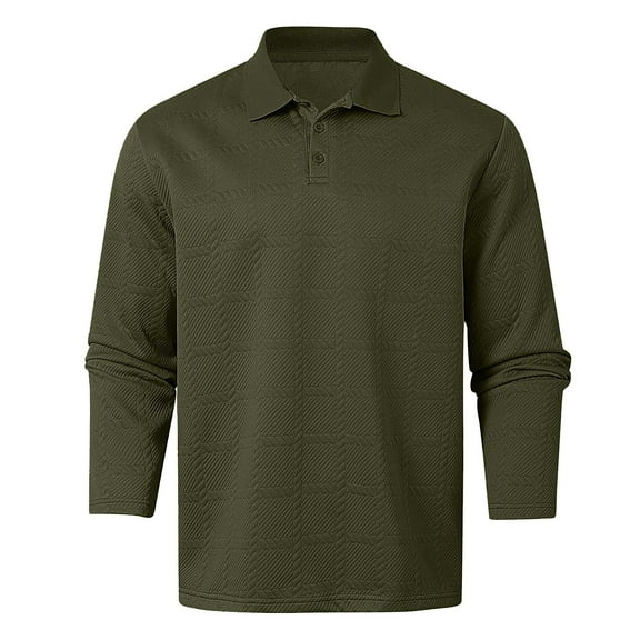 Men's Polo Shirts Fall Winter Long Sleeve Tops Solid Color Button Down Collared Casual Soft Mens Dress Shirts