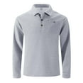 thumbnail image 1 of Men's Polo Shirts Fall Winter Long Sleeve Tops Solid Color Button Down Collared Casual Soft T Shirts for Man, 1 of 9