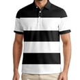 thumbnail image 1 of Men's Polo Shirts Golf Striped Button Up Collared Breathable Short Sleeved Top Performance Stretch Athletic Regular Mens T-Shirts, 1 of 5