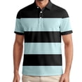 thumbnail image 1 of Men's Polo Shirts Golf Striped Button Up Collared Breathable Short Sleeved Top Performance Stretch Athletic Regular Mens T-Shirts, 1 of 5