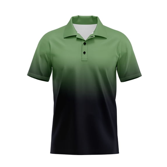Men's Polo Shirts Gradient Color Lapel Short Sleeved Top Loose Large Size Casual Sports Golf Shirts Green XXXXL