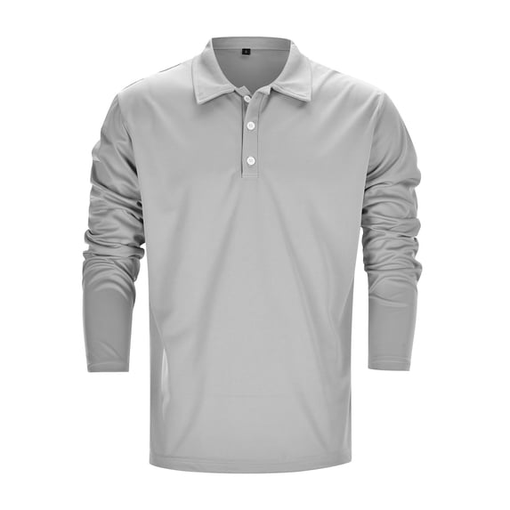 Men's Polo Shirts Long Sleeve Button Down Tees Shirt Slim Fit Grey Mens Beach Outfit