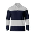 thumbnail image 1 of Men's Polo Shirts Long Sleeve Casual Button Down Striped Breathable Lapel Tops Comfortable Fall T Shirts for Man Grey XL, 1 of 1