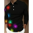 thumbnail image 1 of Men's Polo Shirts Long Sleeve Casual Fashion Polo Tee Shirts Color Block Slim Fit Golf Polo Shirt with Pocket Black XXL, 1 of 5