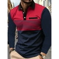 thumbnail image 1 of Men's Polo Shirts Long Sleeve Casual Fashion Polo Tee Shirts Color Block Slim Fit Golf Polo Shirt with Pocket Navy 3XL, 1 of 5