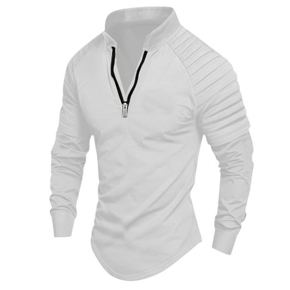 Men's Polo Shirts Long Sleeve Golf Polo Shirts for Men UPF 50+ Sun Protection Polos Casual Collared Shirts White, XL