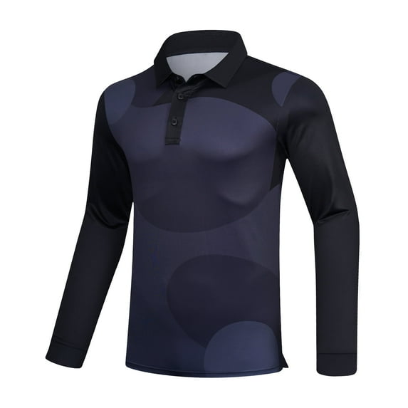 Men's Polo Shirts Long Sleeve Golf Polos for Men Dry Fit Black L