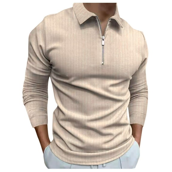Men's Polo Shirts Long Sleeve Shirts Khaki L