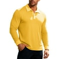 thumbnail image 1 of Men's Polo Shirts Long Sleeve, Solid Color Casual Fall Winter Classic Work Collared T Shirt Yellow XXL, 1 of 4