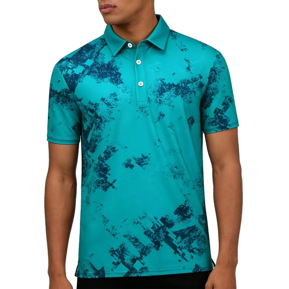 Men's Polo Shirts Performance Moisture Wicking Athletic Golf Tennis Casual Tops Green M
