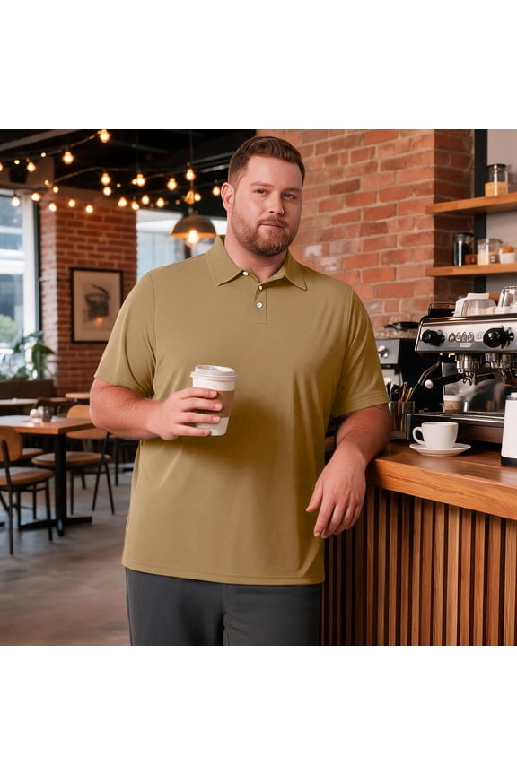 Men's Polo Shirts Plus Size 3 Buttons Casual Work T Shirts Quick Dry Short Sleeve Golf Shirt Pique Jersey Outdoor Performance