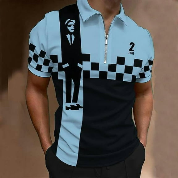 Men’s Polo Shirts Quick Dry Short Sleeve T-Shirts Classic Casual Work Sports Collared Neck Mens T-Shirts Breathable Blue M