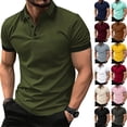 thumbnail image 1 of Men's Polo Shirts Short Sleeve 3 Buttons Golf Shirts Classic Fit Casual Performance T-Shirt, 2XL, 1 of 5