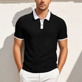 thumbnail image 1 of Men’s Polo Shirts Short Sleeve Button Up Slim Fit Summer Shirts Black Golf Shirts, 1 of 4