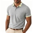 thumbnail image 1 of Men's Polo Shirts Short Sleeve Casual Polo T Shirt Color Block Slim Fit Breathable Golf Shirts with Pocket Big and Tall Sizes S-5XL Gray, 1 of 5