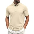 thumbnail image 1 of Men's Polo Shirts Short Sleeve Casual Shirts with Pocket Beige L, 1 of 5