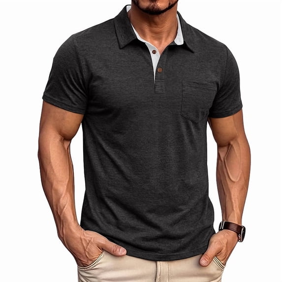 Men's Polo Shirts Short Sleeve Casual Summer Golf Shirts Classic Collared Shirt with Pocket 2XL