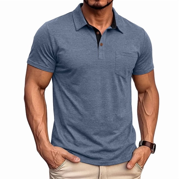 Men's Polo Shirts Short Sleeve Casual Summer Golf Shirts Classic Collared Shirt with Pocket 3XL
