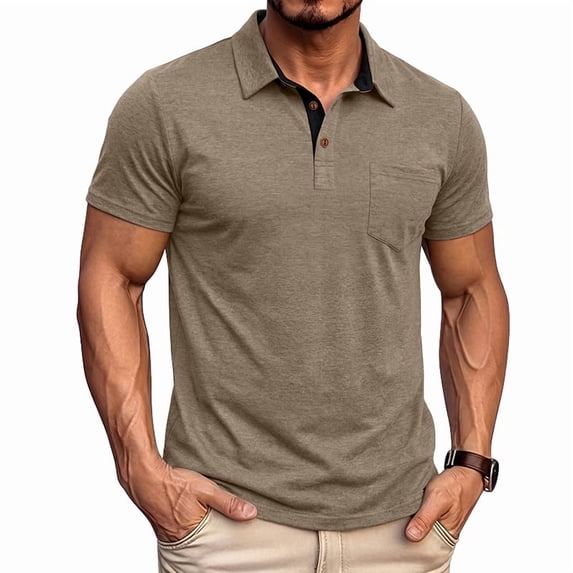 Men's Polo Shirts Short Sleeve Casual Summer Golf Shirts Classic Collared Shirt with Pocket 3XL