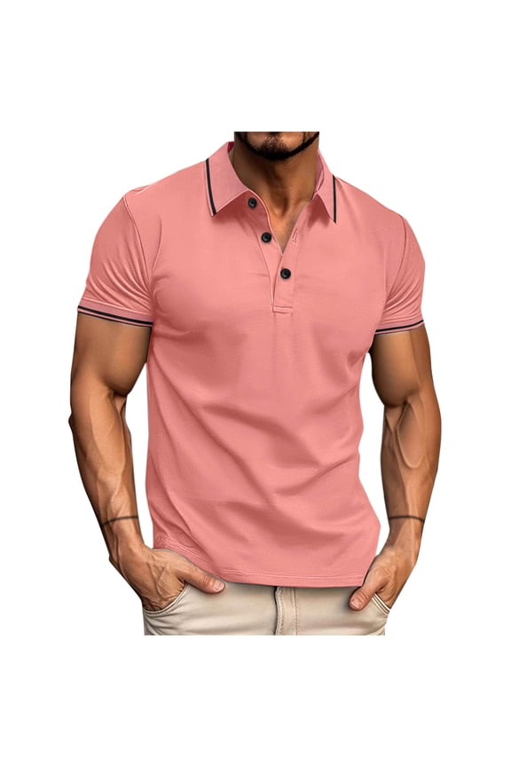 Men's Shirt Short Sleeve Breathable Shirt Solid Color Casual Button Golf Shirt
