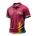thumbnail image 1 of Men’s Polo Shirts Short Sleeve Rainbow Cuff Casual Pride Golf Shirt Soft Button Collar Summer Tops for Daily and Outdoor, 1 of 4