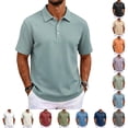 thumbnail image 1 of Men's Polo Shirts Short Sleeve Solid Pique Knit Slim Fit Collared Golf Shirts Men's Casual Shirts Business Casual Shirts Red M, 1 of 6
