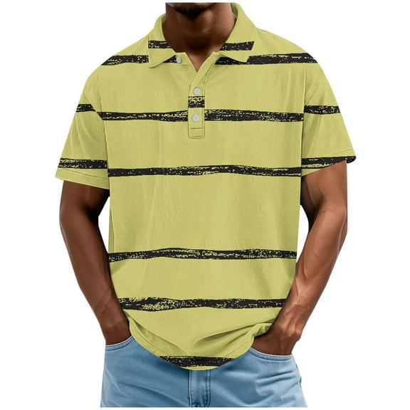 Men's Polo Shirts Short Sleeve Stripe Heather Pullover Casual Color Block Work Tees Vintage Collar Tops