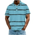 thumbnail image 1 of Men's Polo Shirts Short Sleeve Stripe Heather Pullover Casual Color Block Work Tees Vintage Collar Tops, 1 of 4