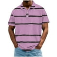 thumbnail image 1 of Men's Polo Shirts Short Sleeve Stripe Heather Pullover Casual Color Block Work Tees Vintage Collar Tops, 1 of 3