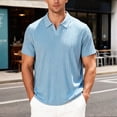 thumbnail image 1 of Men's Polo Shirts Short Sleeve V Neck Tee Shirt Basic Blue Men's Tops, 1 of 4