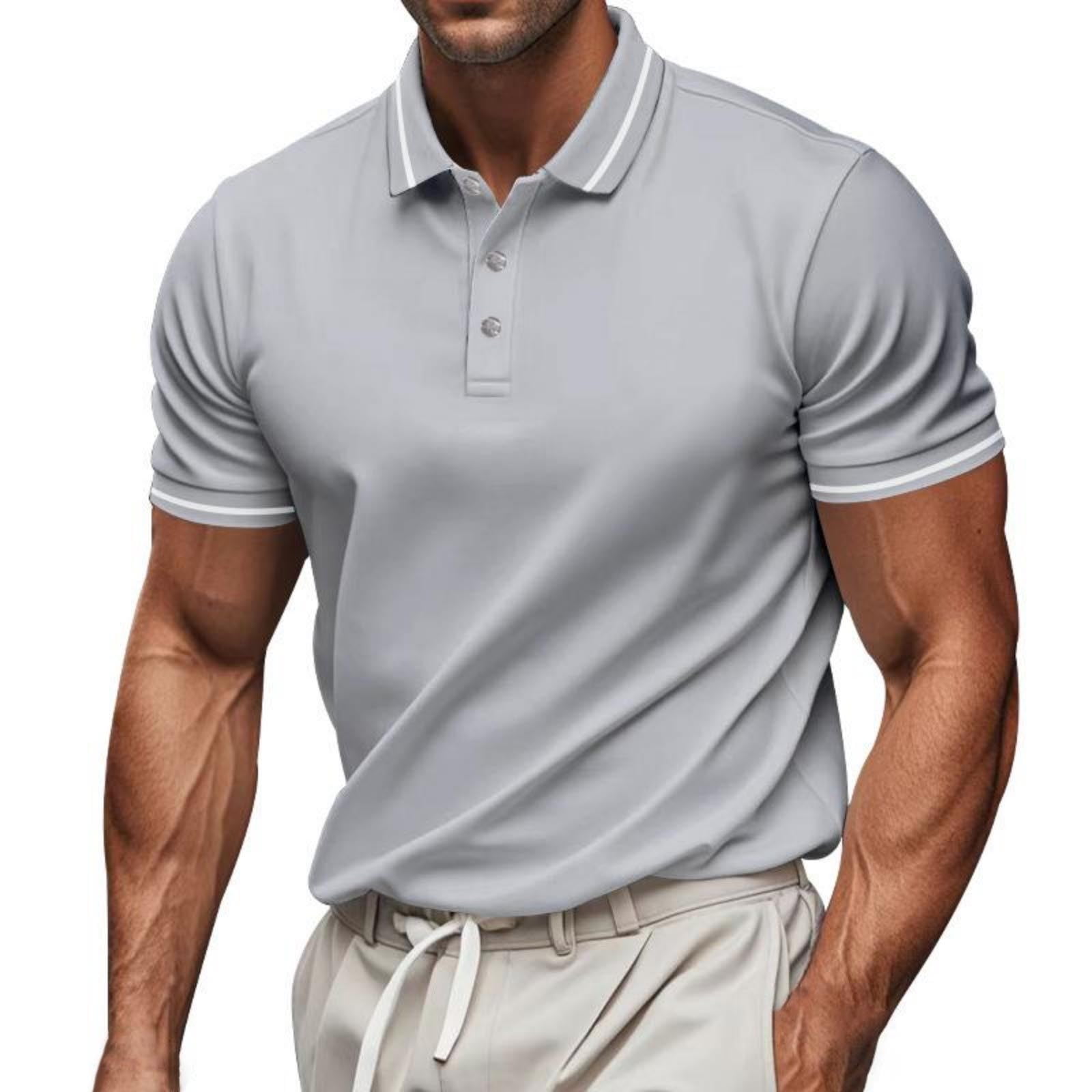 Men's Polo Shirts Slim Fit Short Sleeve Botton Polo T Shirt Casual